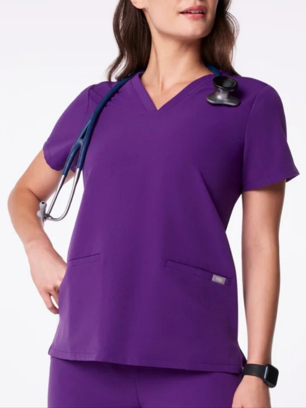 FIGS $42 PURPLE CLASSIC TECHNICAL COLLECTION SCRUB TOP M Nurse Hygienist Esto